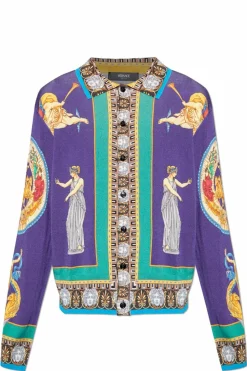 Versace PURPLE Silk cardigan with print