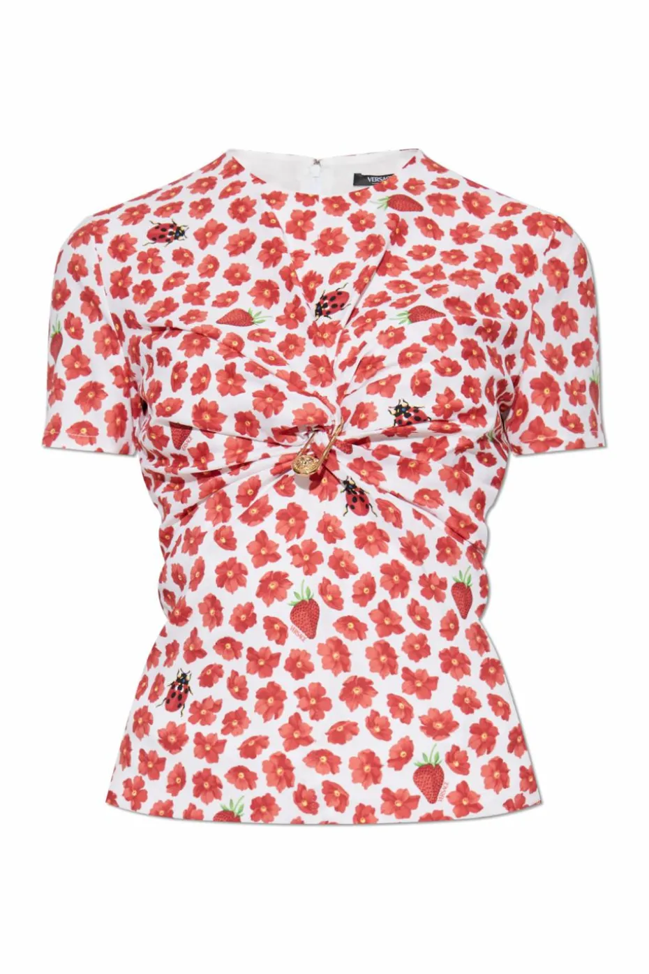 Versace RED Silk top with floral motif