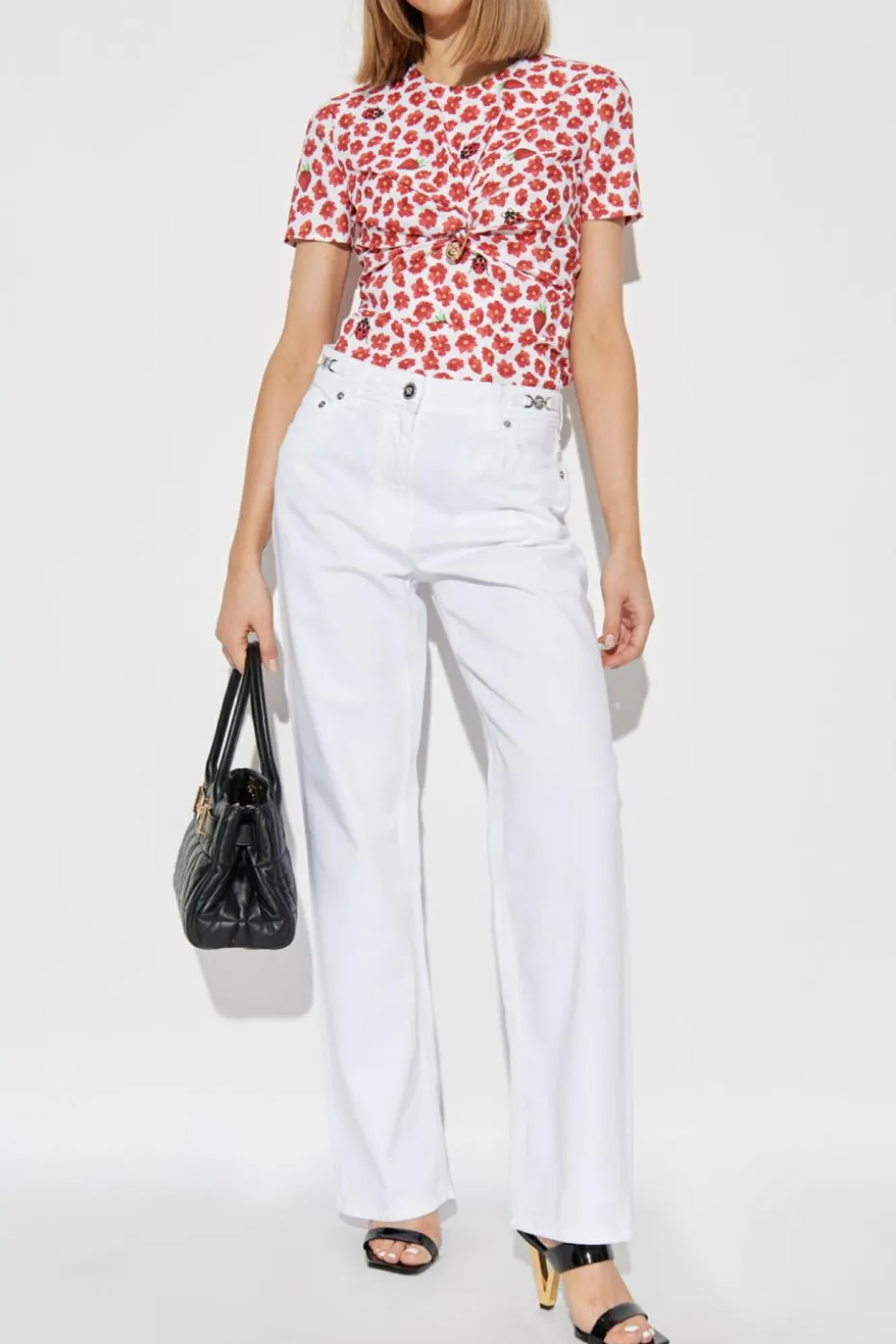 Versace RED Silk top with floral motif