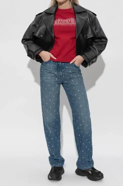 Versace RED Sweatshirt with Shimmering Crystals