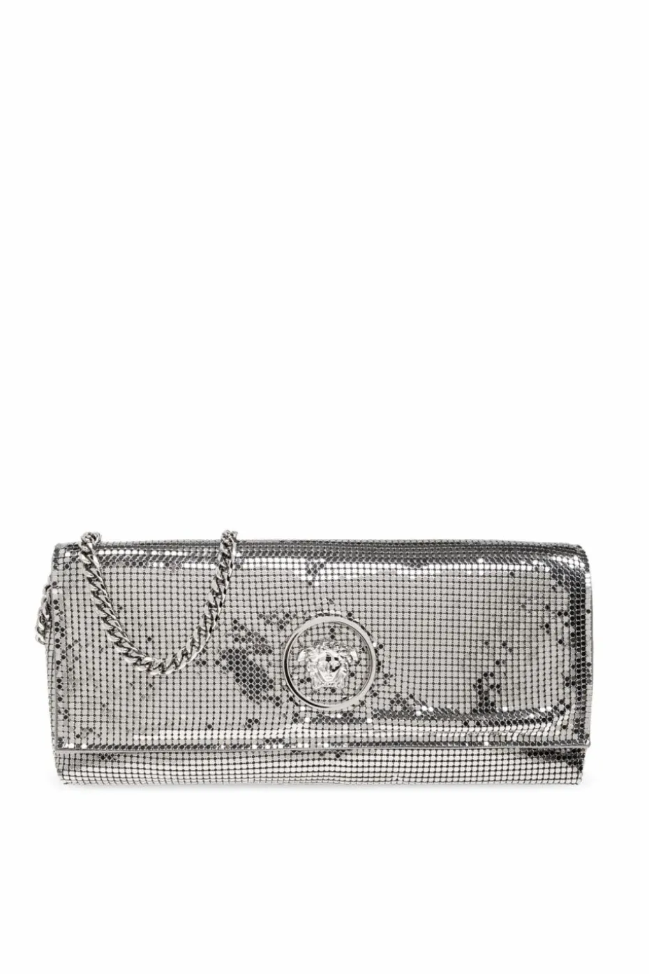Versace SILVER Clutch with shimmering crystals