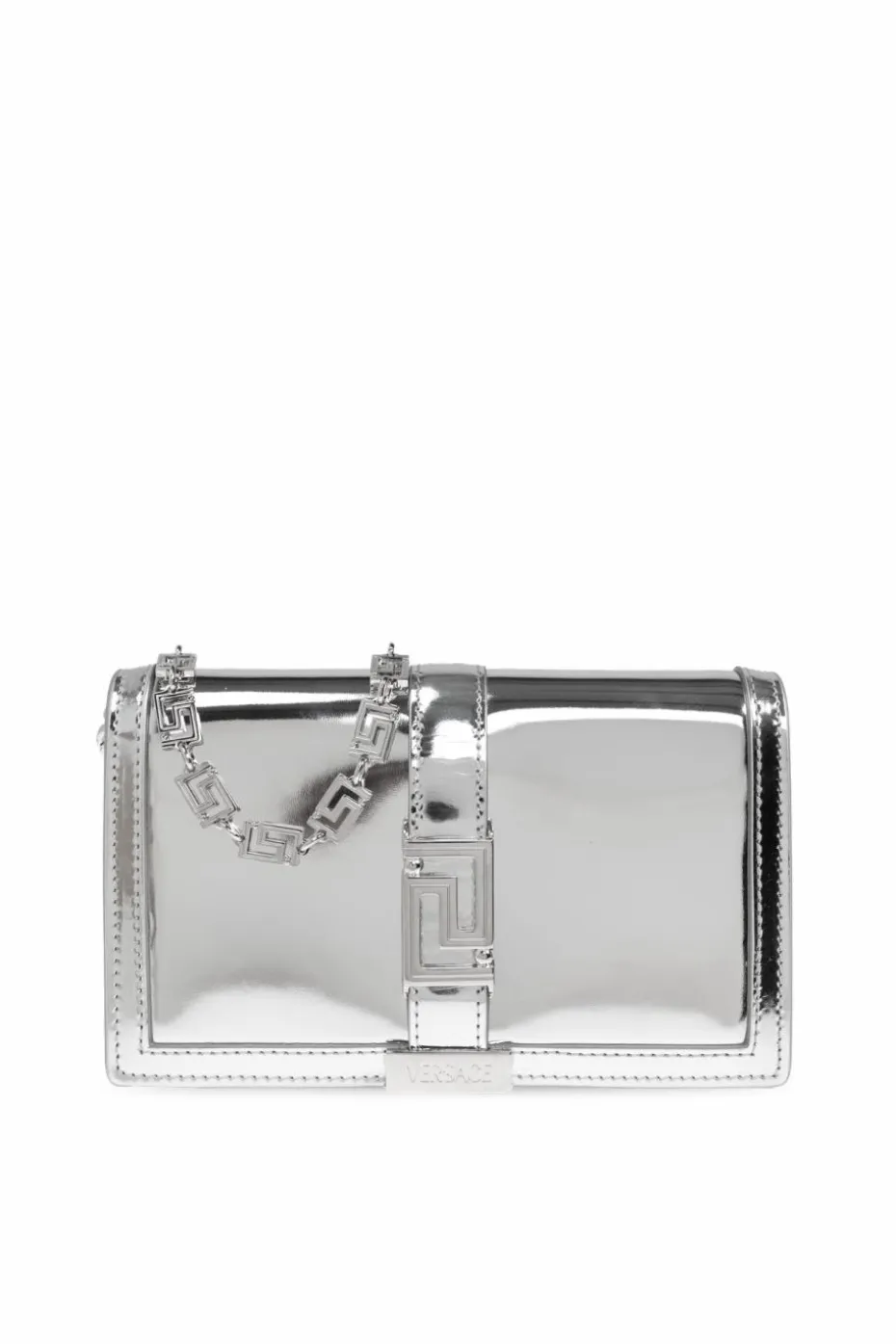 Versace SILVER Greca Goddess Mini chain wallet