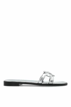 Versace SILVER Leather slides