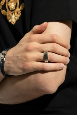 Versace SILVER Ring with engraved logo
