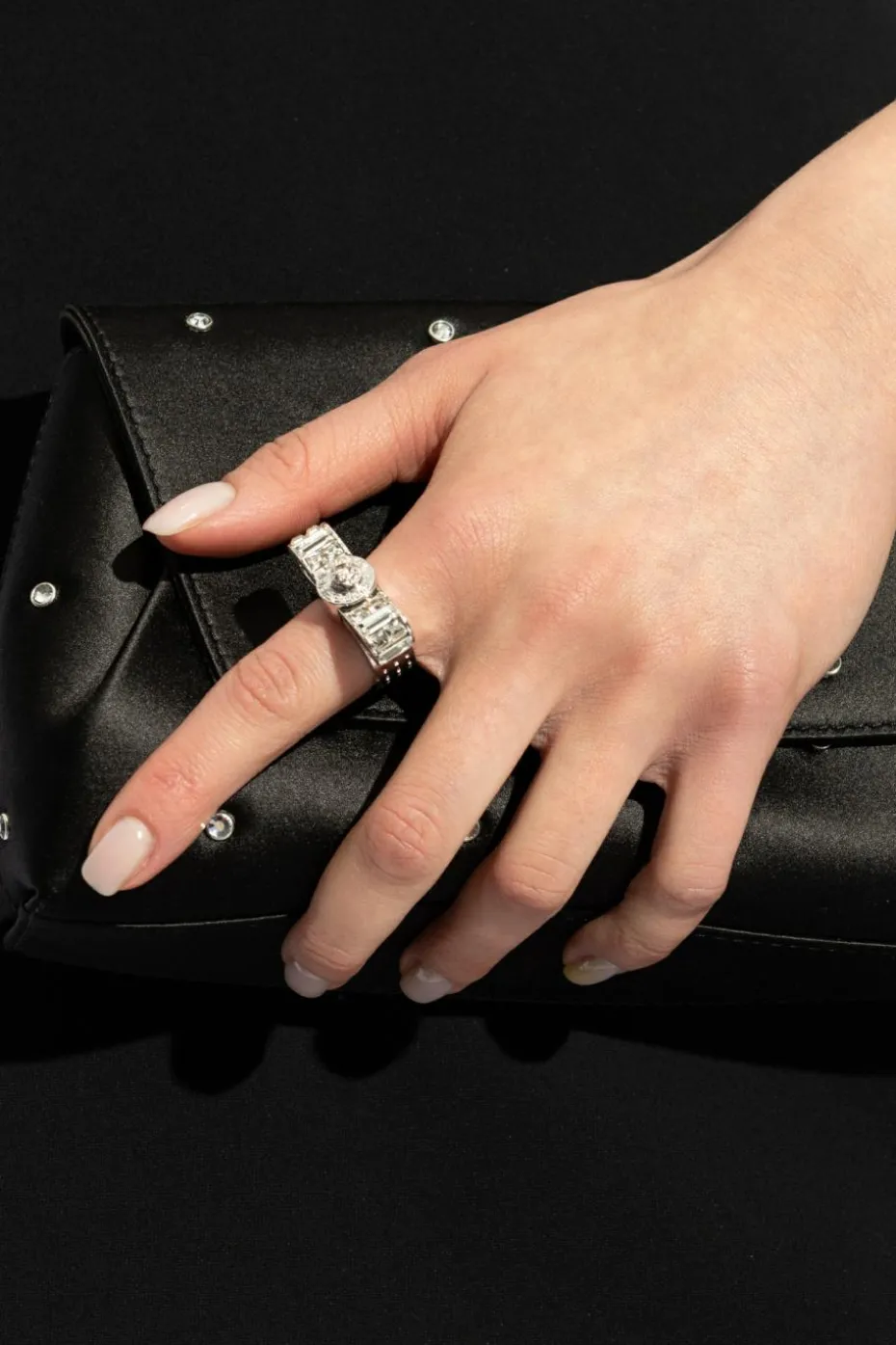 Versace SILVER Ring with shimmering crystals