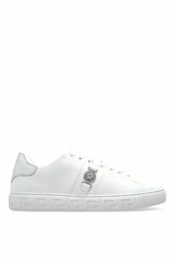Versace WHITE Leather sports shoes with appliqué
