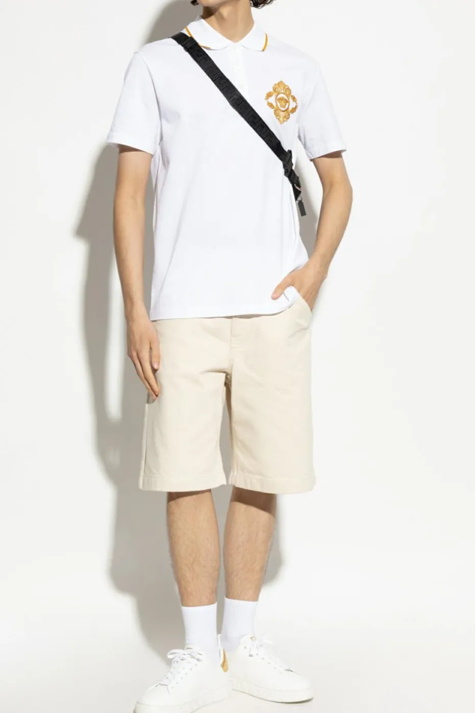 Versace WHITE Polo with decorative embroidery