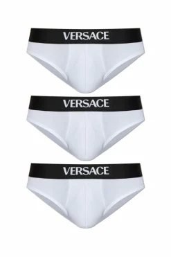 Versace WHITE Three-pack briefs with logo
