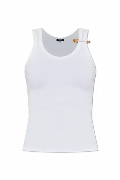 Versace WHITE Top with a decorative safety pin