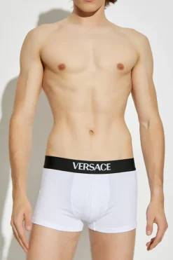 Versace WHITE Two-pack of cotton boxer briefs with logo