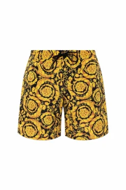 Versace YELLOW Barocco-printed swim shorts