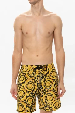 Versace YELLOW Barocco-printed swim shorts