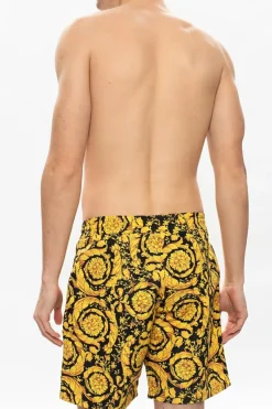 Versace YELLOW Barocco-printed swim shorts