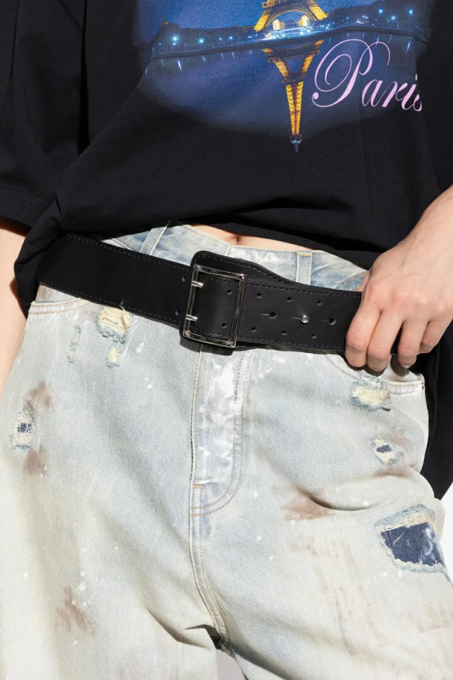 VETEMENTS BLACK Leather belt