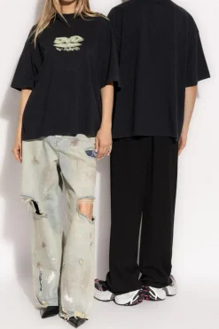 VETEMENTS BLACK Printed T-shirt