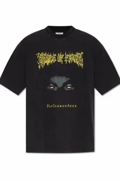 VETEMENTS BLACK T-shirt with print