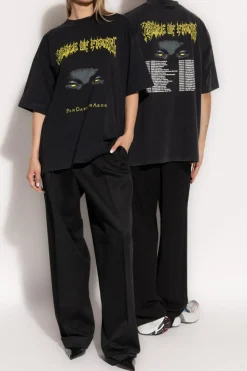 VETEMENTS BLACK T-shirt with print