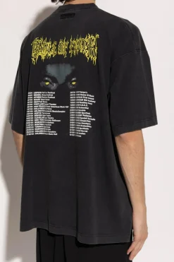 VETEMENTS BLACK T-shirt with print