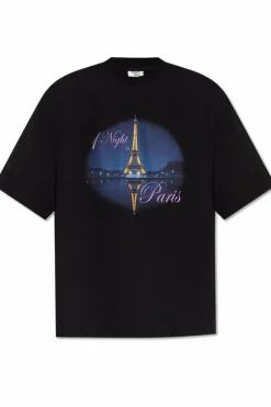 VETEMENTS BLACK T-shirt with print