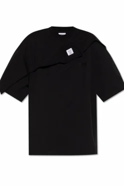 VETEMENTS BLACK T-shirt with decorative trim