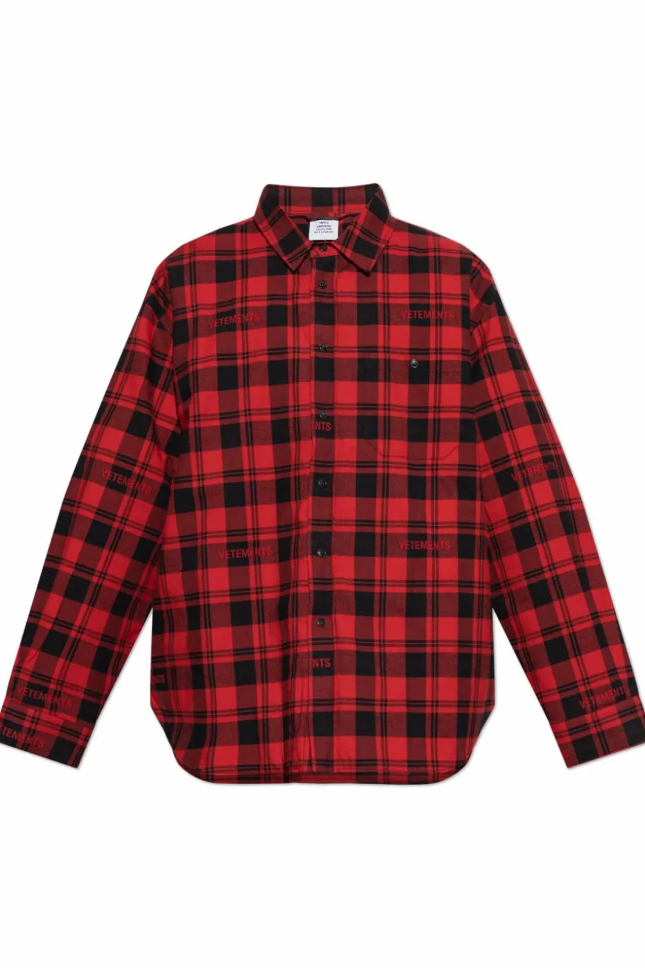 VETEMENTS RED Padded shirt with plaid pattern