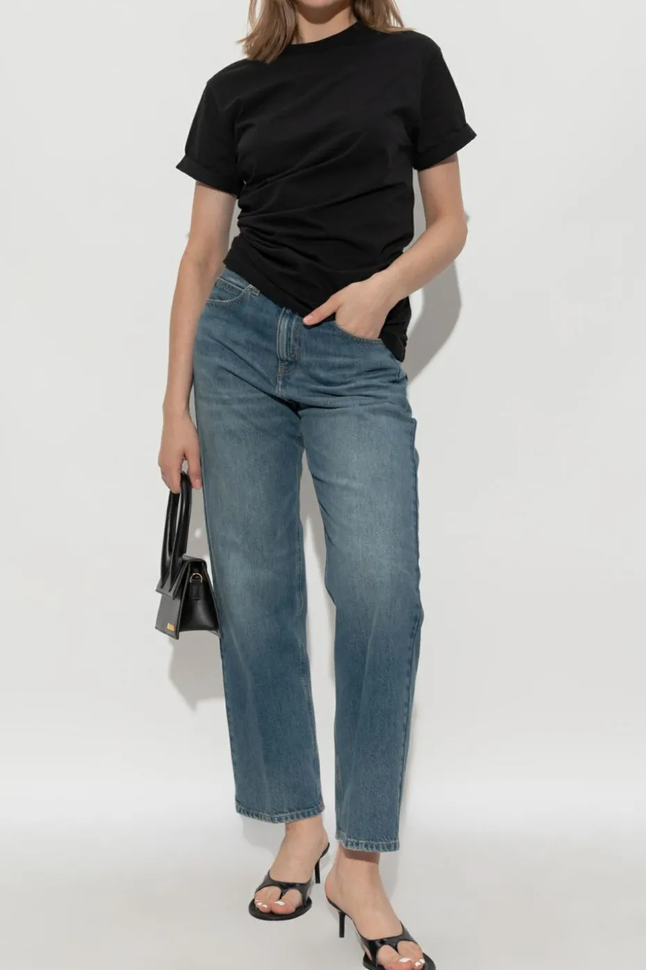 Victoria Beckham BLACK T-shirt with side draping