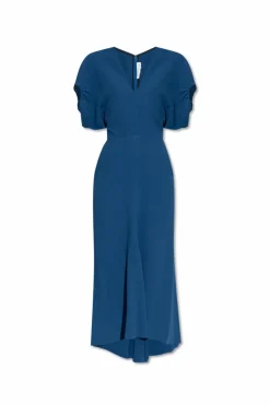 Victoria Beckham BLUE Dress with V-neckline