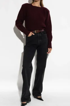 Victoria Beckham BURGUNDY Sweater with detachable shoulder pads