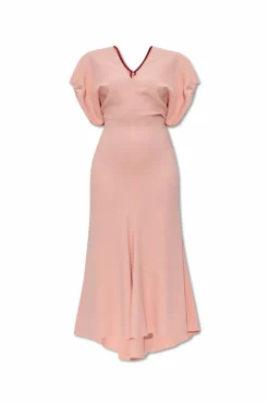 Victoria Beckham PINK Asymmetrical dress with V-neckline