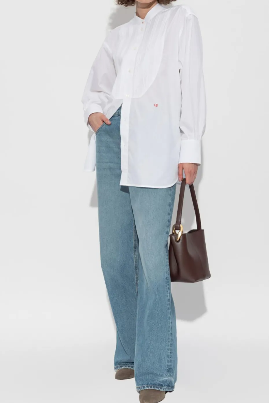 Victoria Beckham WHITE Shirt with a stand-up collar