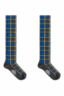 Vivienne Westwood NAVY BLUE Socks with a plaid pattern