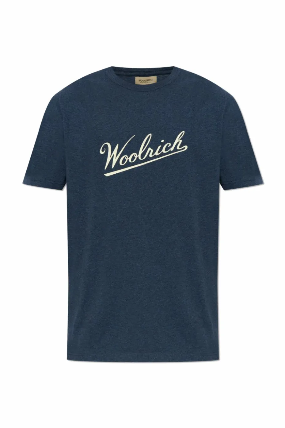 Woolrich NAVY BLUE T-shirt with velvet-finish logo