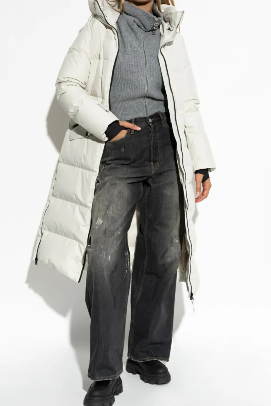 Woolrich WHITE Down jacket with hood