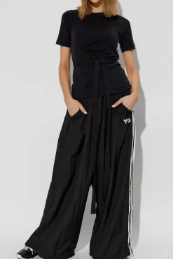 Y-3 BLACK T-shirt with drawstrings