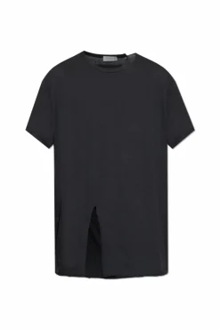 Yohji Yamamoto BLACK T-shirt with a slit