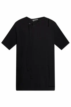 Yohji Yamamoto BLACK T-shirt with slit