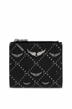 Zadig & Voltaire BLACK Wallet with an application in the shape of the logo