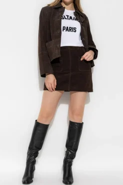 Zadig & Voltaire BROWN "Lessa" suede jacket
