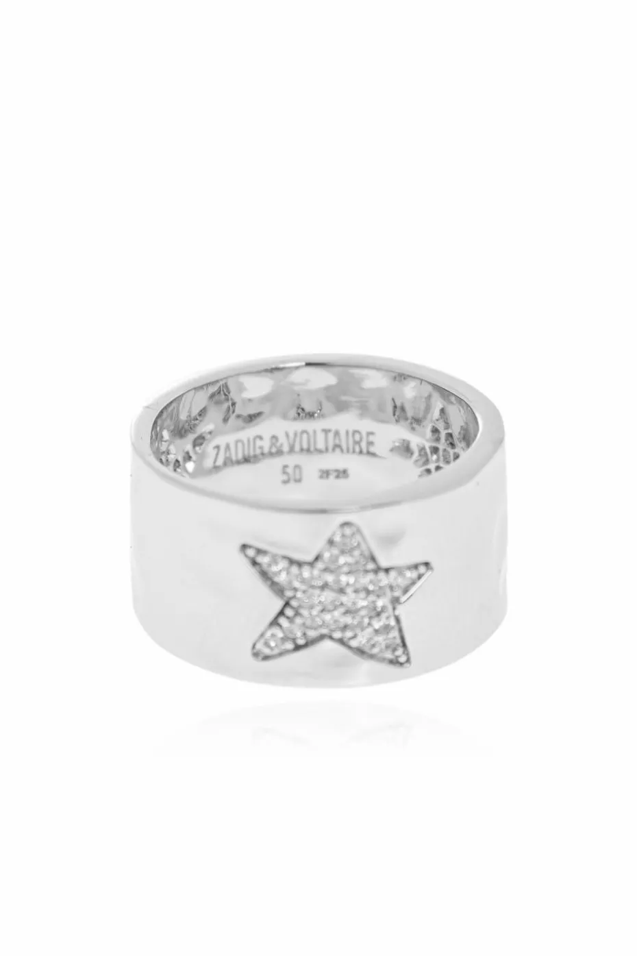 Zadig & Voltaire SILVER "Rock Star" ring with shimmering crystals